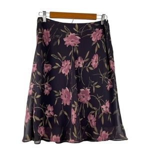Express Vintage 90s Purple Vampy Floral Midi Skirt Size Medium